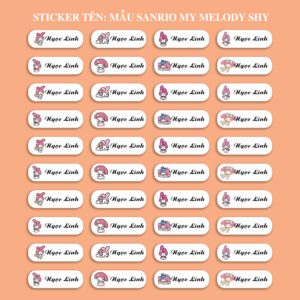 150 Sticker Tên Học Sinh Mẫu Sanrio My Melody Shy (3,3x1cm) – Bé Gái Nào Cũng Mê, Dán Là Yêu