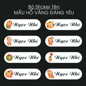 150 Sticker Tên Học Sinh Mẫu Hổ Vàng Đáng Yêu (3,3x1cm) – Sticker Nhân Vật Dễ Thương, Dành Cho Bé Năng Động