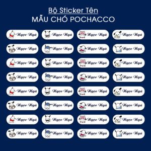 Bộ 150 Sticker Tên Mẫu Chó Pochacco – Dễ Thương, Cá Tính, Cá Nhân Hóa Tối Đa