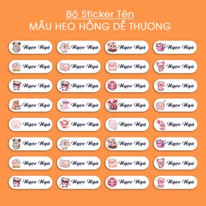 150 Sticker Tên Học Sinh Mẫu Heo Hồng Dễ Thương (3,3x1cm) – Bé Yêu Heo Hồng Không Thể Bỏ Qua!