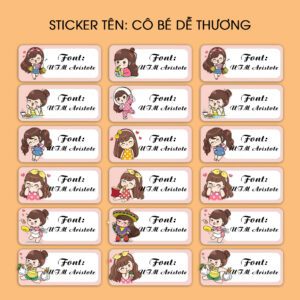 150 Sticker Tên Học Sinh Mẫu Cô Bé Dễ Thương (3,3x1cm) – Bé Gái Yêu Ngay Từ Cái Nhìn Đầu Tiên