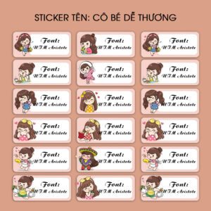 150 Sticker Tên Cô Bé Dễ Thương – Gọn Gàng, Xinh Xắn, Bé Nào Cũng Mê (3,3x1cm)