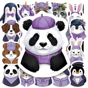 Bộ 32 Sticker Động Vật Màu Tím – Dễ Thương, Chill, Decor Góc Học Tập