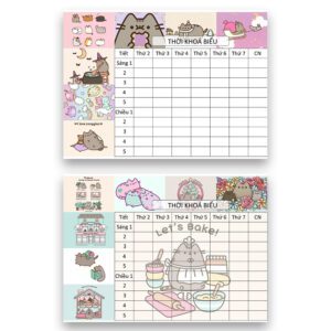 Thời Khóa Biểu Hình Mèo Pusheen – Siêu Dễ Thương, Dễ Ghi Nhớ, Bé Nào Cũng Thích!