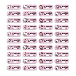 150 Sticker Tên Hello Kitty Màu Hồng (3.3x1cm) – Dành Cho Bé Gái Dán Tên Cá Nhân Đồ Dùng Học Tập