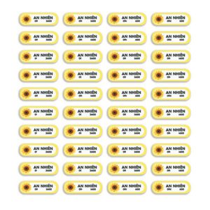 150 Sticker Tên Hoa Hướng Dương (3.3x1cm) – Dán Tên Cá Nhân Cho Bé, Nhóm Lớp, Đồ Dùng Học Tập