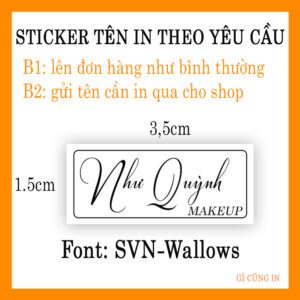 150 Sticker Tên Makeup Theo Yêu Cầu (3.5x1.5cm) – Cá Nhân Hóa Thương Hiệu Riêng Cho Thợ Trang Điểm
