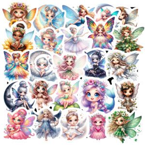 Bộ 25 Sticker Công Chúa – Dễ Thương, Lung Linh, Tô Điểm Góc Học Tập