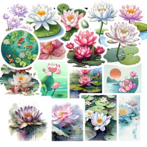 Bộ 25 Sticker Hoa Sen – Tinh Khiết, An Nhiên, Trang Trí Phong Thủy