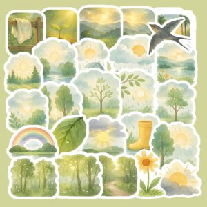 Bộ Sticker “Mặt Trời Sau Mưa” – Dịu Mát, Xanh Tươi Cho Mùa Mưa