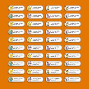150 Sticker Tên Pokémon – Dán Đồ Siêu Dễ Thương Cho Bé Yêu (3,3x1cm)