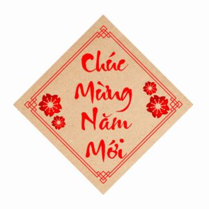 Tem Vuông Giấy Kraft "Chúc Mừng Năm Mới" – Mực Đỏ May Mắn, Dán Túi Quà Tết, Hộp Quà Sang Trọng