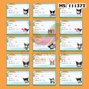 Combo 15 Nhãn Tên Kuromi – Siêu Dễ Thương Dành Riêng Cho Bé Gái Mê Sanrio