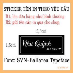 150 Sticker Tên Makeup Theo Yêu Cầu Nền Đen (3.5x1.5cm) – Cá Nhân Hóa Thương Hiệu Dành Cho Thợ Trang Điểm