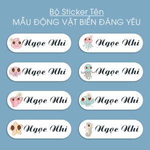 150 Sticker Tên Học Sinh Mẫu Động Vật Biển Đáng Yêu (3,3x1cm) – Bé Yêu Biển Cả, Mẹ An Tâm Đồ Dùng