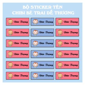 150 Sticker Tên Học Sinh Chibi Bé Trai Dễ Thương (3,3x1cm) – Cá Tính, Năng Động, Dán Cực Cool