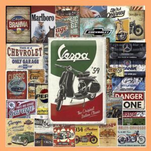 Bộ 50 Sticker Vintage Garage – Phong Cách Retro Mỹ Cổ Điển Cho Garage & Decor poster2 156