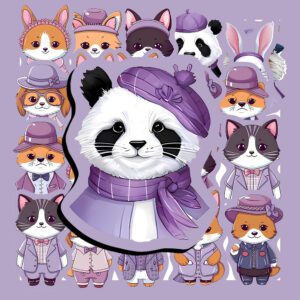 Bộ Sticker Động Vật Màu Tím – Dễ Thương, Chill & Cá Tính poster2 170