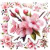 Bộ 25 Sticker Hoa Anh Đào – Vintage, Tinh Tế, Decor Nhật Bản poster2 194