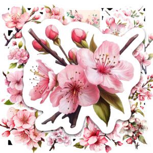 Bộ 25 Sticker Hoa Anh Đào – Vintage, Tinh Tế, Decor Nhật Bản