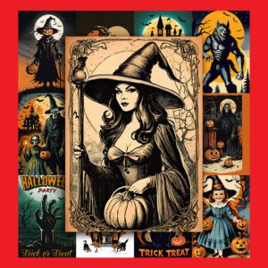 Bộ 50 Poster Halloween – Ma Mị, Retro, Cực Chill Trang Trí Mùa Lễ Hội poster2 51