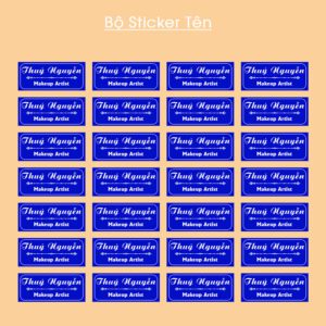 150 Sticker Tên Nền Xanh Dương Chữ Trắng – Mẫu Makeup Artist Sang Trọng & Chuyên Nghiệp