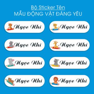 150 Sticker Tên Học Sinh Mẫu Động Vật Đáng Yêu (3,3x1cm) – Dành Cho Bé Yêu Thiên Nhiên & Thế Giới Động Vật