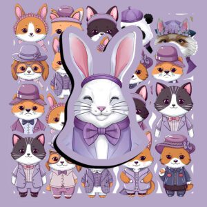 Bộ Sticker Động Vật Màu Tím – Dễ Thương, Chill & Cá Tính poster3 150