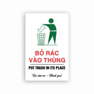 Poster Bỏ Rác Vào Thùng – Thiết Kế Rõ Ràng, Song Ngữ Việt – Anh, Dễ Dán Mọi Nơi