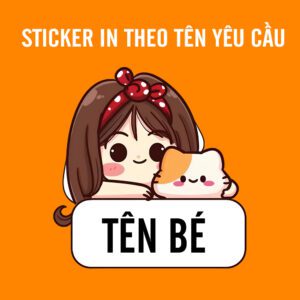 150 Sticker Tên Học Sinh Hình Bé Gái & Thú Bông – Ngọt Ngào, Dễ Thương, In Theo Tên Bé