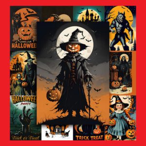 Bộ 50 Poster Halloween – Ma Mị, Retro, Cực Chill Trang Trí Mùa Lễ Hội poster3 39