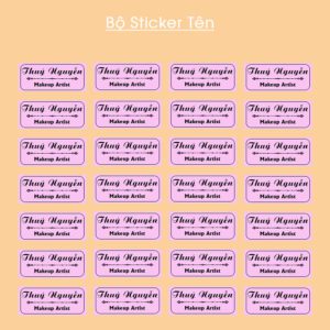 150 Sticker Tên Nền Hồng Chữ Đen – Thanh Lịch & Nữ Tính Dành Riêng Cho Makeup Artist