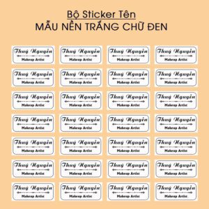 150 Sticker Tên Nền Trắng Chữ Đen – Thiết Kế Đơn Giản, Tinh Tế Cho Makeup Artist