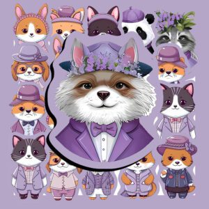 Bộ Sticker Động Vật Màu Tím – Dễ Thương, Chill & Cá Tính poster4 145
