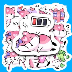 Bộ 24 Sticker Chuột Hồng – Dễ Thương, Xinh Xắn, Decor Góc Học Tập Thêm Chill poster4 153