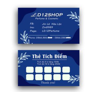 500 Thẻ Tích Điểm Nước Hoa & Mỹ Phẩm – Thiết Kế Màu Xanh Navy Cho Shop Chuyên Nghiệp