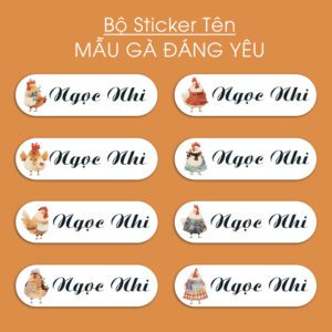 150 Sticker Tên Học Sinh Mẫu Gà Đáng Yêu (3,3x1cm) – Siêu Dễ Thương, Dán Là Nhận Ra Ngay