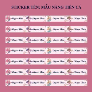 150 Sticker Tên Học Sinh Mẫu Nàng Tiên Cá Đáng Yêu (3,3x1cm) – Bé Gái Nào Cũng Thích