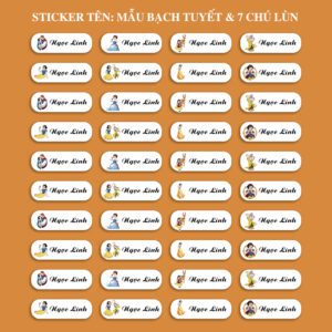 150 Sticker Tên Học Sinh Mẫu Bạch Tuyết & 7 Chú Lùn (3,3x1cm) – Cổ Tích Lung Linh, Bé Nào Cũng Thích