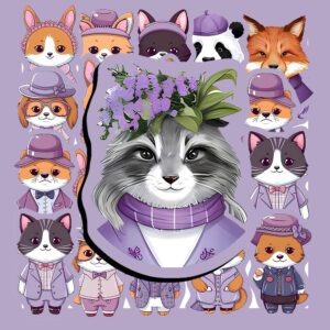 Bộ Sticker Động Vật Màu Tím – Dễ Thương, Chill & Cá Tính poster5 134