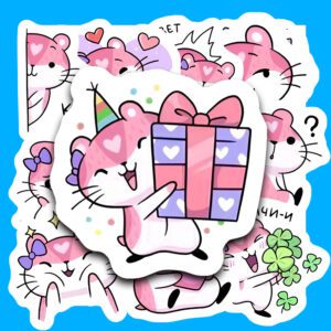 Bộ 24 Sticker Chuột Hồng – Dễ Thương, Xinh Xắn, Decor Góc Học Tập Thêm Chill poster5 142
