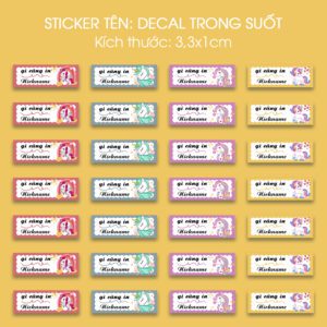 150 Sticker Tên Decal Trong Suốt – Công Chúa & Kỳ Lân (3,3x1cm) – Nổi Bật Mọi Đồ Dùng, Bé Gái Mê Tít
