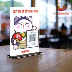 [A5] Standee Mèo Thần Tài Để Bàn – In Mã QR Thanh Toán Siêu Dễ Thương