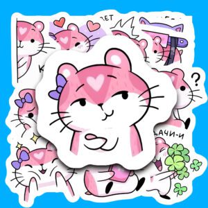 Bộ 24 Sticker Chuột Hồng – Dễ Thương, Xinh Xắn, Decor Góc Học Tập Thêm Chill poster6 121