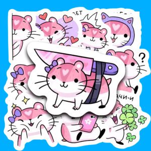 Bộ 24 Sticker Chuột Hồng – Dễ Thương, Xinh Xắn, Decor Góc Học Tập Thêm Chill poster7 116