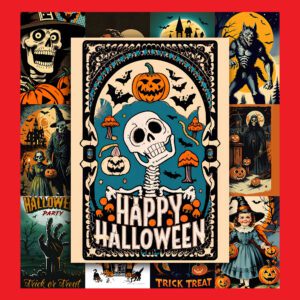 Bộ 50 Poster Halloween – Ma Mị, Retro, Cực Chill Trang Trí Mùa Lễ Hội