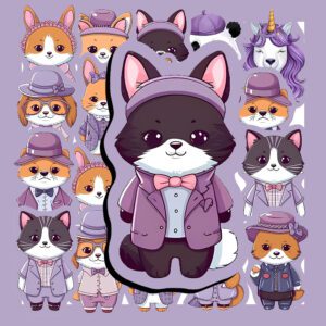 Bộ Sticker Động Vật Màu Tím – Dễ Thương, Chill & Cá Tính poster8 114