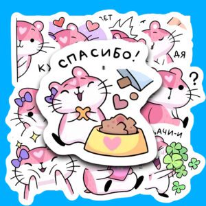Bộ 24 Sticker Chuột Hồng – Dễ Thương, Xinh Xắn, Decor Góc Học Tập Thêm Chill poster8 121
