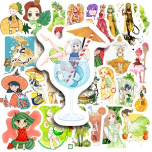 Bộ 50 Sticker Cô Gái Trái Cây – Dễ Thương & Tươi Mát Cho Góc Decor postre8 4