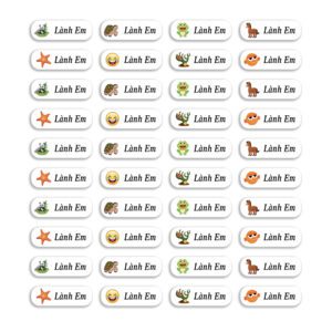 150 Sticker Tên Icon Đáng Yêu (3.3x1cm) – Dán Tên Cá Nhân Phong Cách Tối Giản, Hình Động Vật Dễ Thương